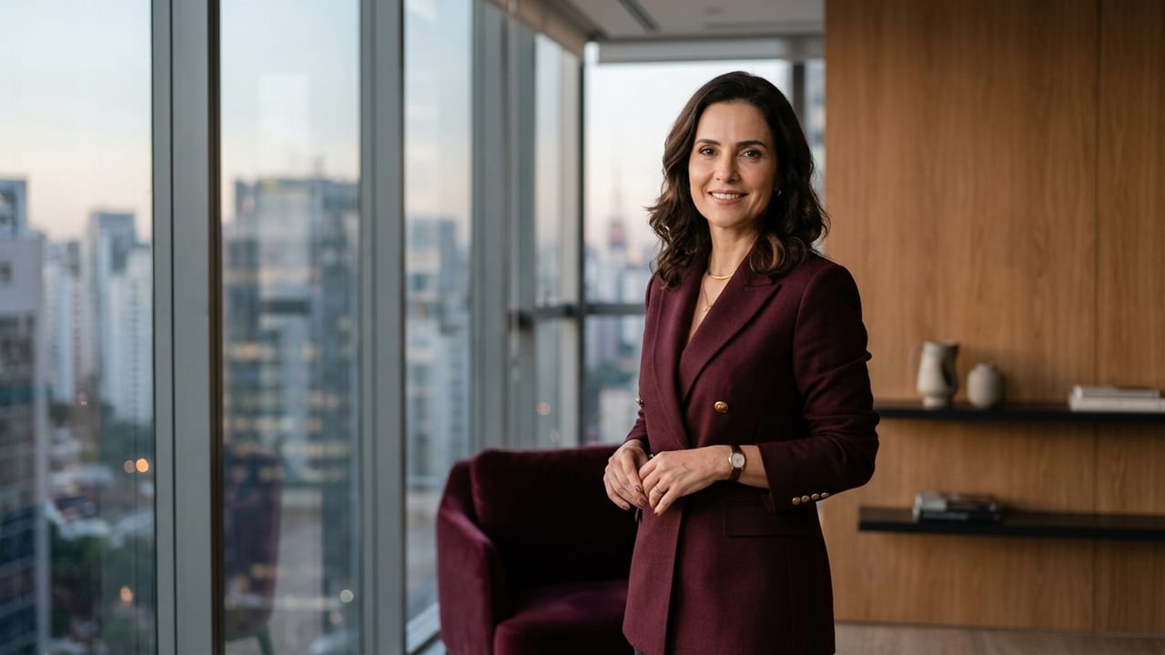 Empresária 40+ com presença, clareza e reconhecimento