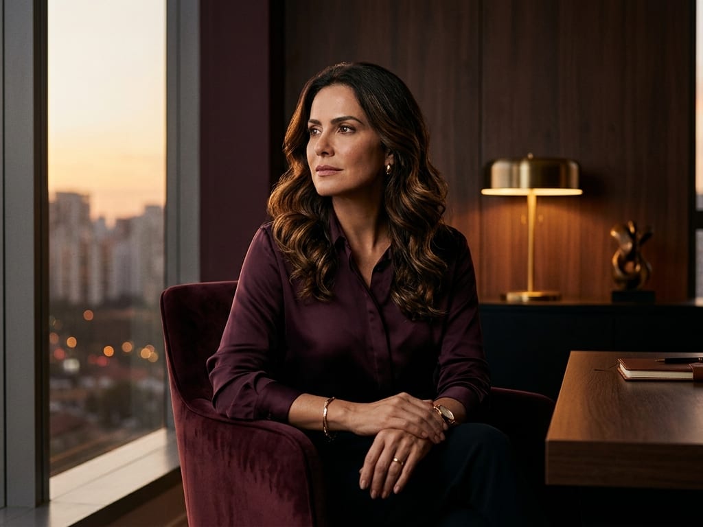 Empresária 40+ reflexiva: por fora, resultado; por dentro, a sensação de que sempre falta